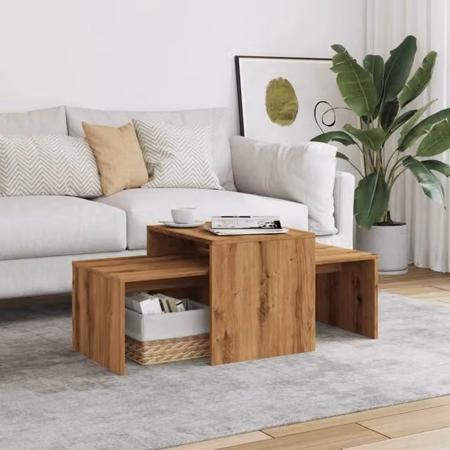 Berkfield Home Artisan Oak Coffee Table in Brown, W/D/H: 100 x 48 x 40 cm – 1