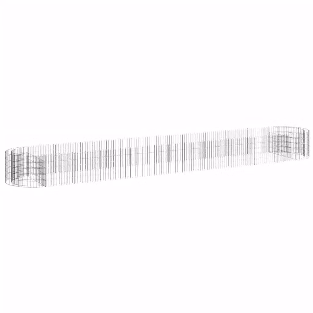 Berkfield Home Galvanised Steel Gabion Raised Bed in Silver, W: 600 cm, D: 100 cm, H: 50 cm – 2