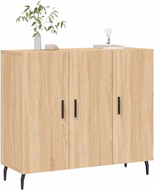 Berkfield Home Sonoma Oak Sideboard in Light Brown, W/D/H: 90 x 34 x 80 cm