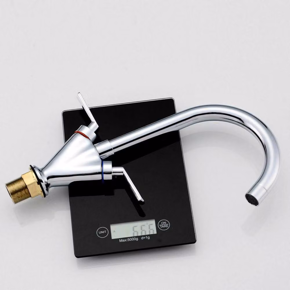 SPETLEK Twin Lever Swivel Brass Chrome Kitchen and Basin Mixer Tap in Silver – 3