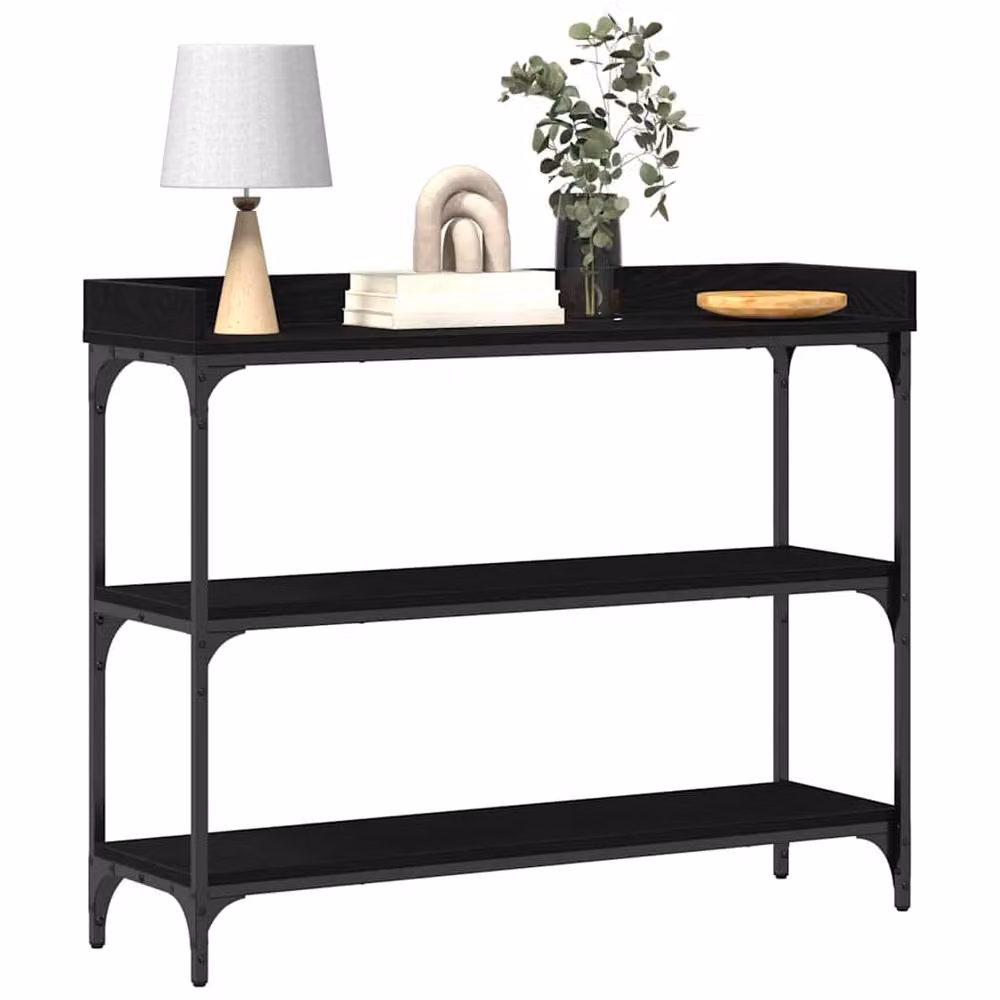 Berkfield Home Modern Black Oak Console Table, W/D/H: 100 x 30 x 80 cm – 3