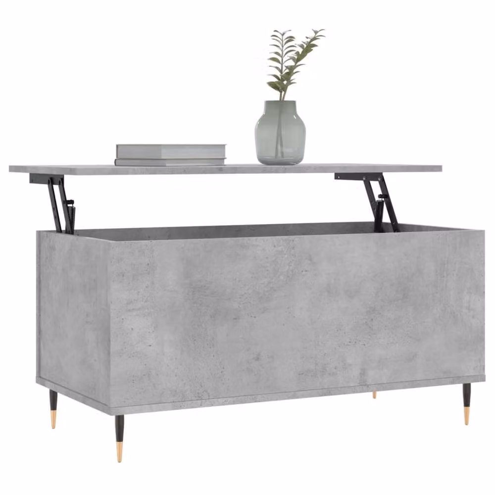 Berkfield Home Modern Rectangular Coffee Table in Grey with Lift Mechanism, W: 90 cm, D: 44.5 cm, H: 45 cm – 2