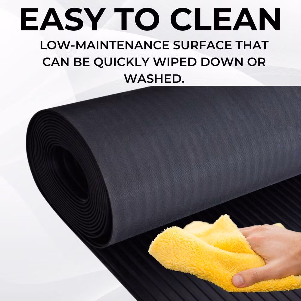 Ark Mat Black Rubber Flooring Matting with Wide Ribbed Pattern, W: 200 cm, D: 300 cm, H: 0.3 cm – 6