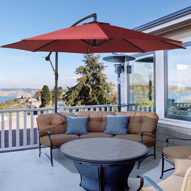 Outsunny Hanging Banana Cantilever Parasol in Wine Red
