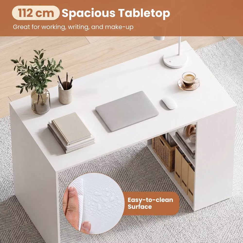 Gymax Modern White Computer Desk with W/D/H: 112 x 60 x 75 cm – 4