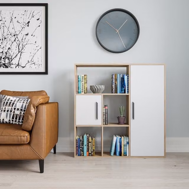 Decorotika Modern Ridge Bookcase with Cabinets in White and Green