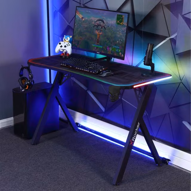 X Rocker Lumio Compact RGB Neo Motion TM SYNC Gaming Desk - Black