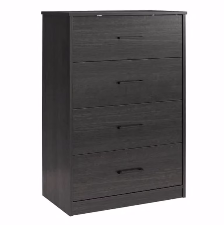 Dorel BrEZ Build Pearce 4 Drawer Dresser in Black Oak