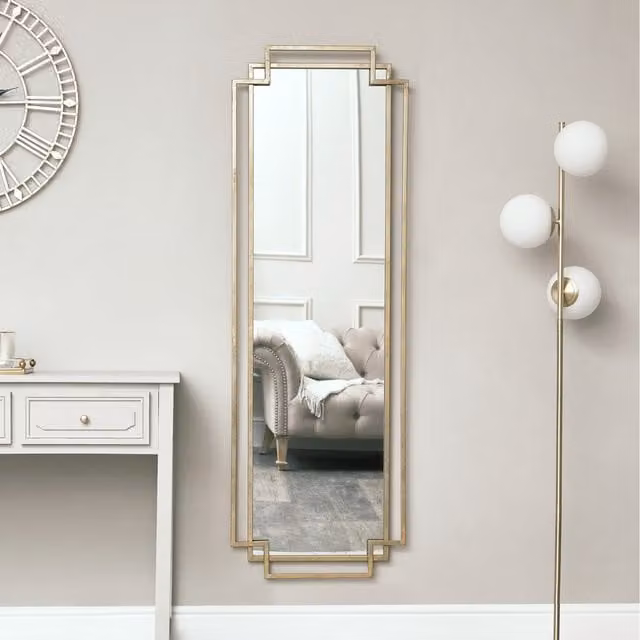 Melody Maison Gold Art Deco Rectangular Wall Mirror, W: 47 cm, H: 142 cm