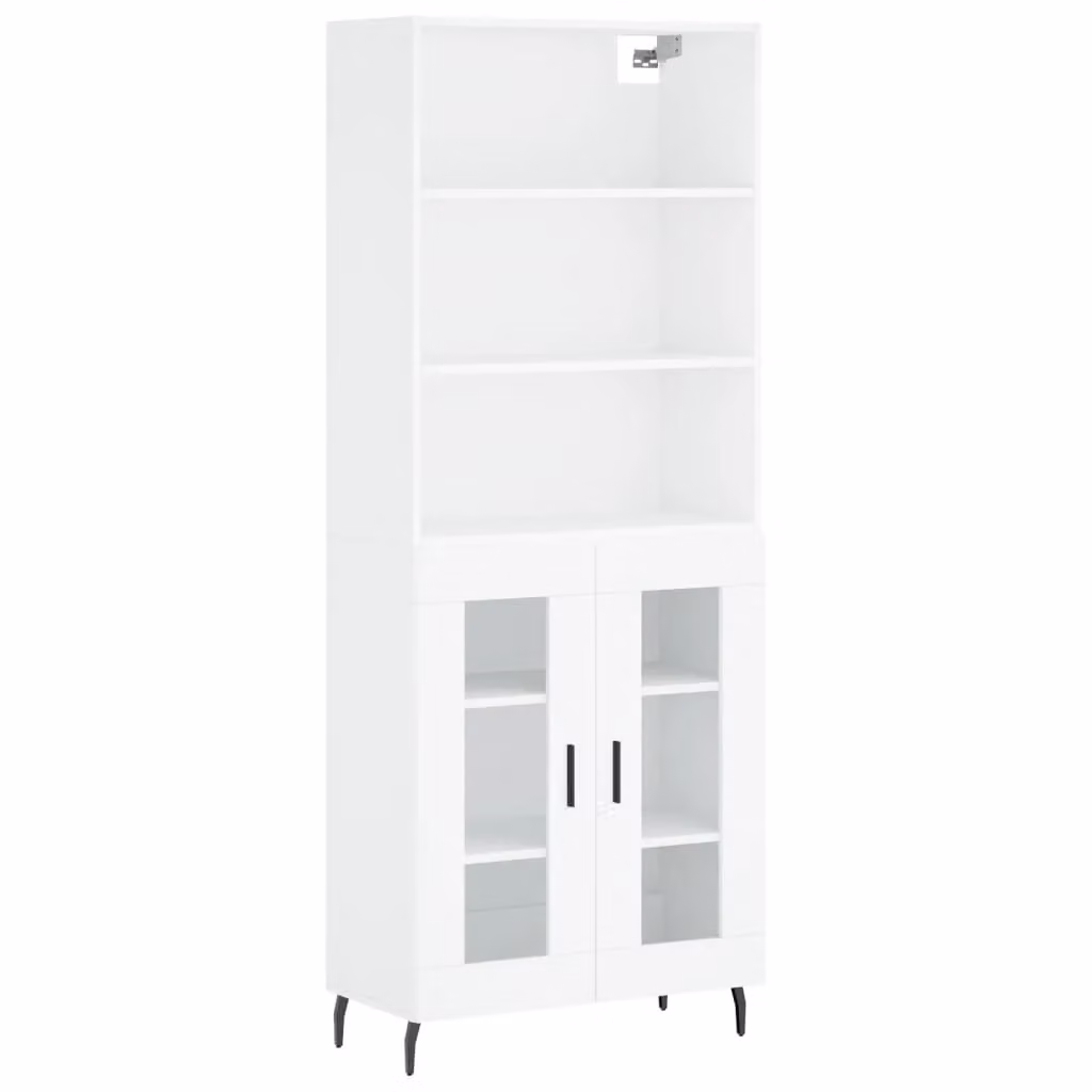 Berkfield Home White Modern Highboard with Glass Doors, W/D/H: 69.5 x 34 x 180 cm – 2