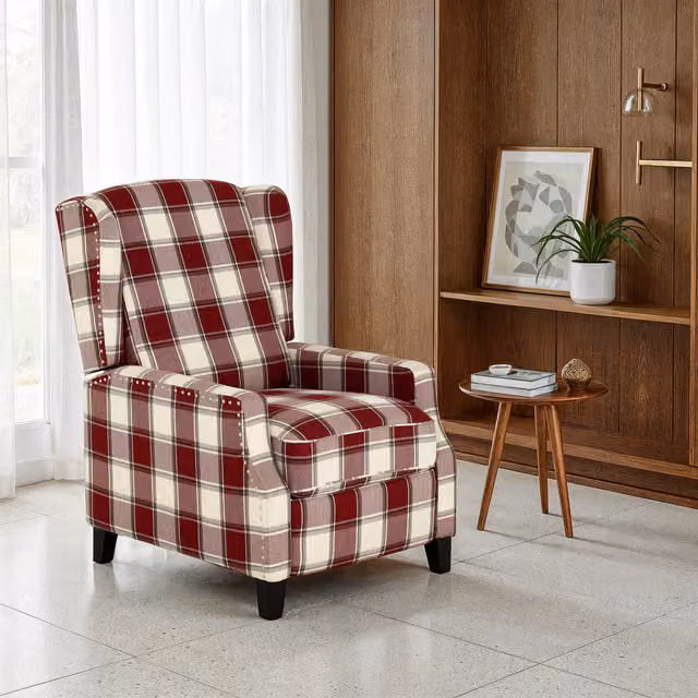 Seconique Kensington Red Tartan Fabric Recliner Chair