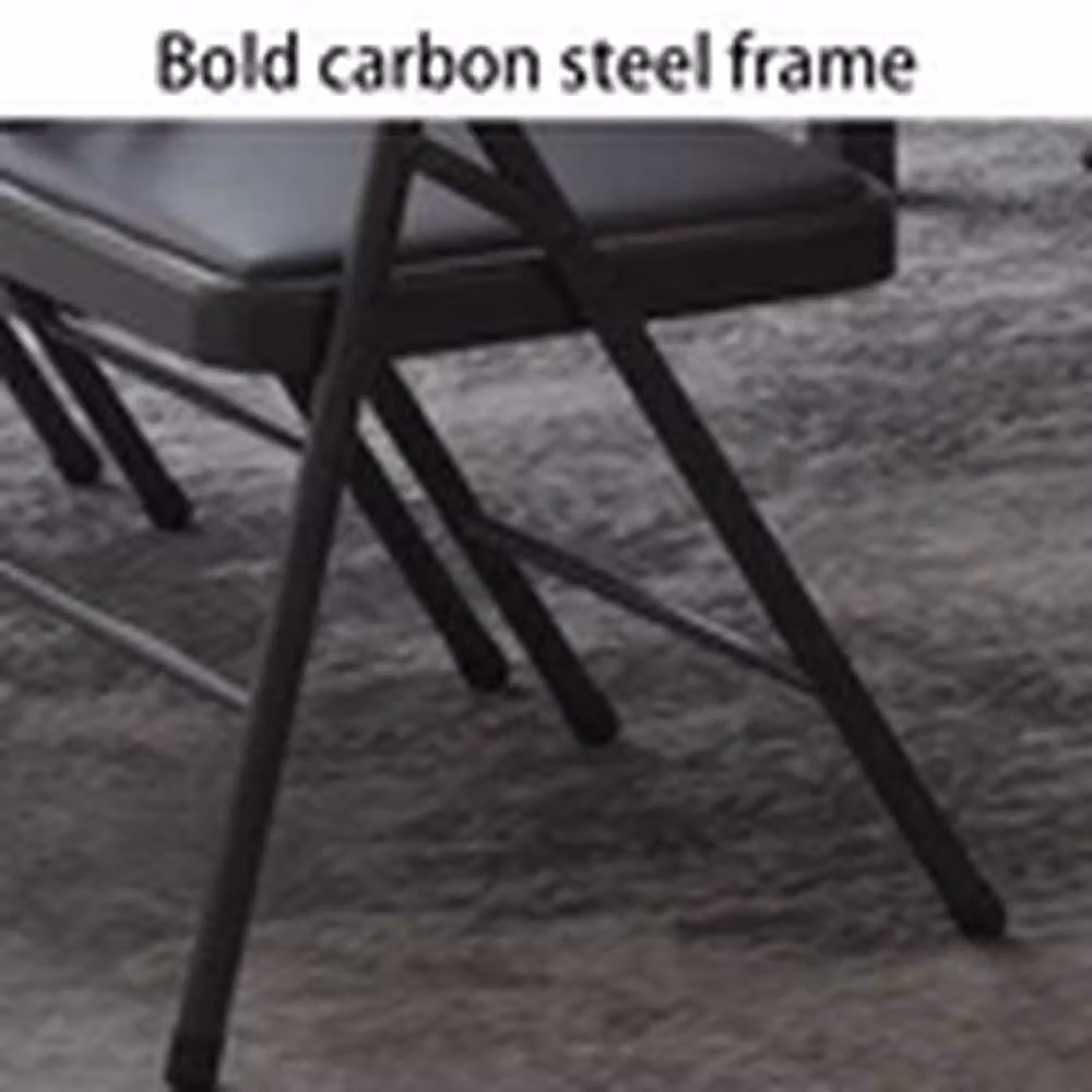 EONLION Black Folding Metal Chair with Padded Seat and Backrest – 2