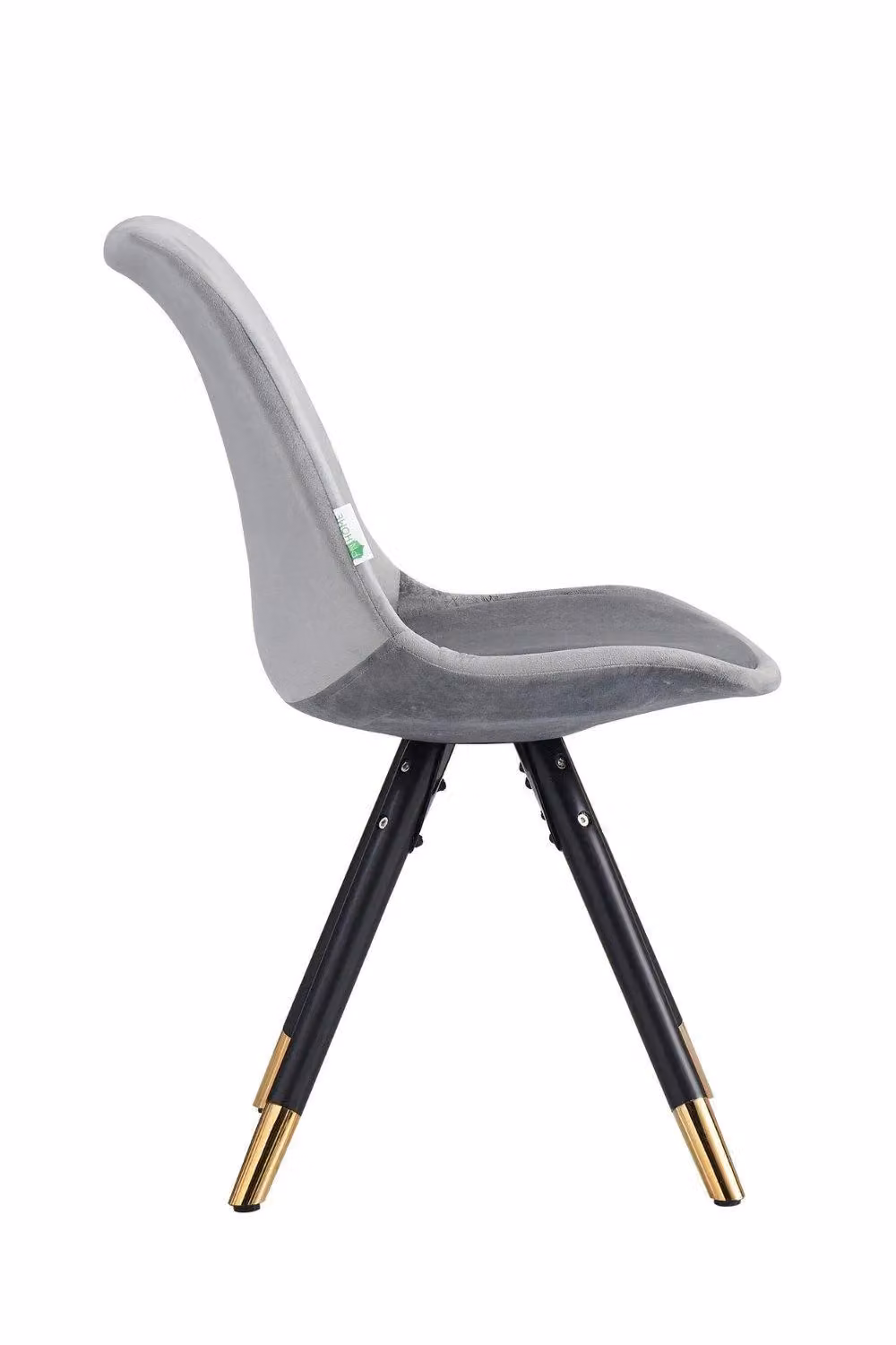 Life Interiors Set of 4 Sofia Ergonomic Modern Dining Chairs Upholstered in Dark Grey Velvet with Metal Legs and Gold End Caps – 4