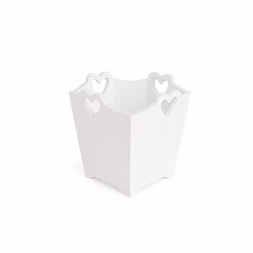 Melody Maison White Solid Wood Freestanding Bin with Heart Cut Out – 2