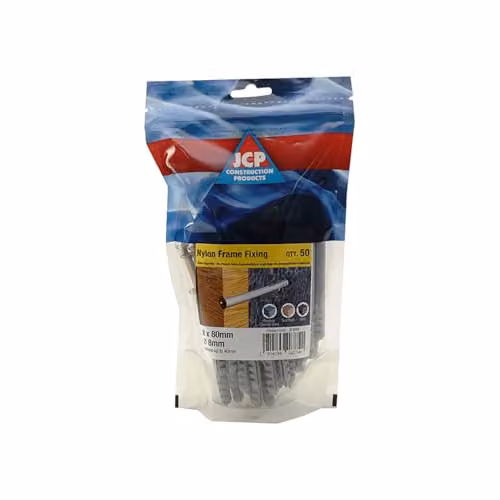 JCP Fixings Nylon Frame Plugs, 8 x 100 mm, Box of 200