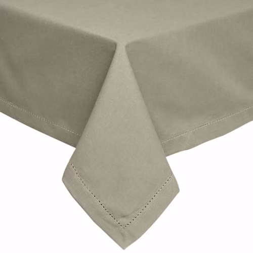 Homescapes Plain Grey Cotton Rectangular Tablecloth, W: 178 cm, L: 300 cm