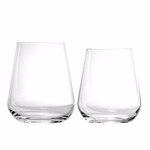 Bormioli Rocco Inalto Uno Transparent Glass Water Tumbler and Stemless Wine Glass 12-Piece Set