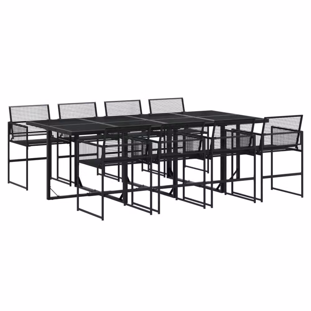Berkfield Home Beautiful 9 Piece Black Poly Rattan Garden Dining Set – 2
