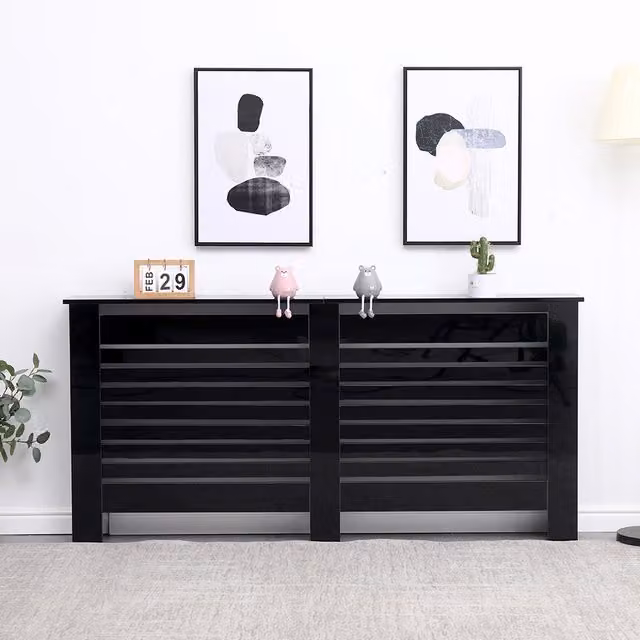 HMD High Gloss Black Radiator Cover in Particleboard and MDF