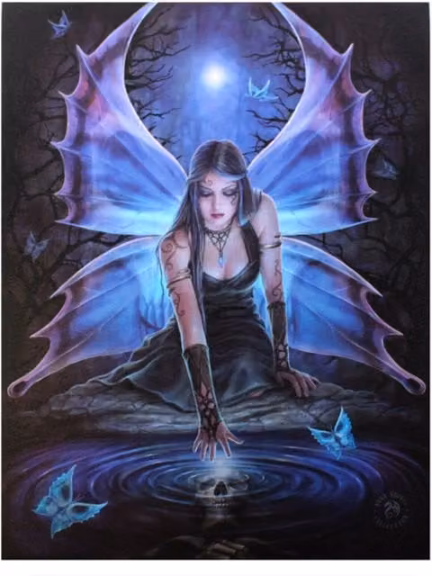 KDMK Anne Stokes Gothic Fairy Canvas Wall Art, Blue, W: 19 cm, H: 25 cm