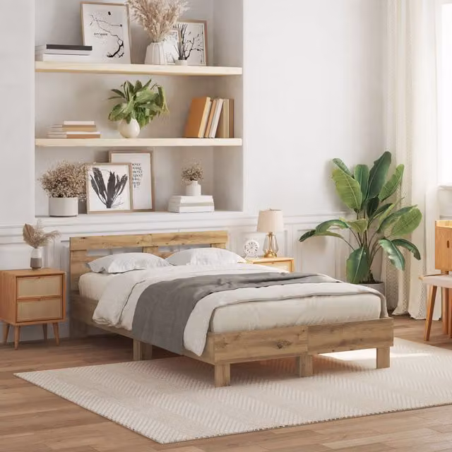 Berkfield Home Artisan Oak Bed Frame in Beige, W/D/H: 120 x 190 cm – 1
