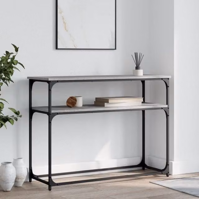 Berkfield Home Console Table in Grey Sonoma, W/D/H: 100 x 35.5 x 75 cm
