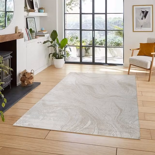 Desire Rugs Perla Modern Abstract Area Rug, Beige and Grey, W: 120 cm, D: 170 cm