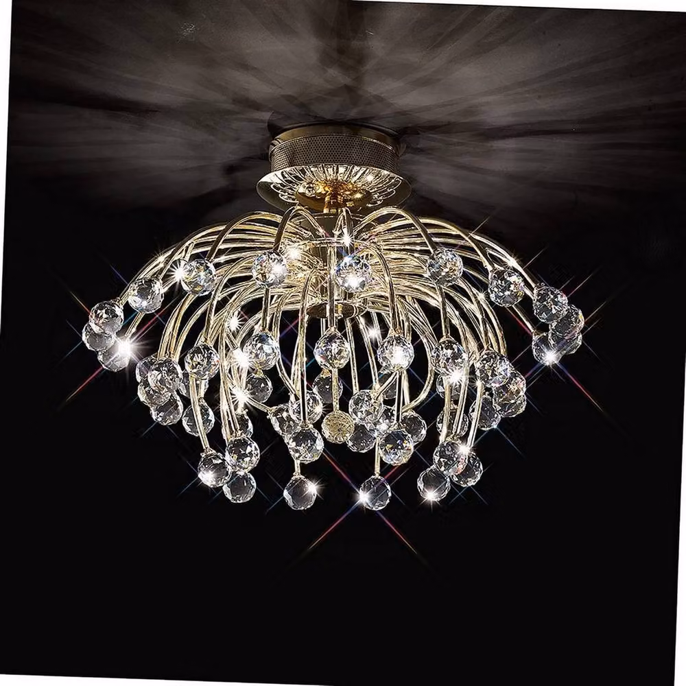 Netlighting Xeena Modern Crystal Ceiling Light in Gold with 10 G4 Sockets – 2