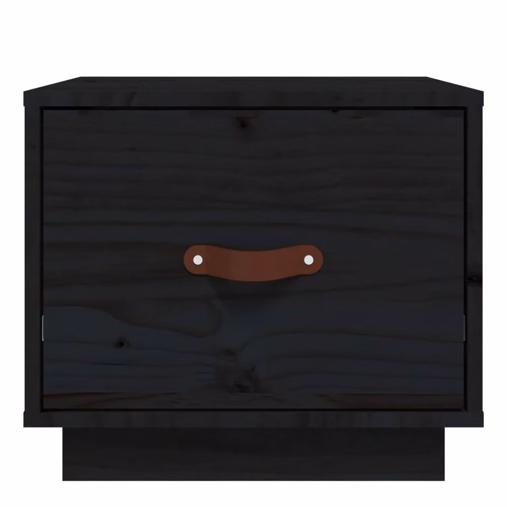 Berkfield Home Black Rustic Solid Wood Pine Bedside Cabinet W: 40 cm, D: 34 cm, H: 35 cm – 4