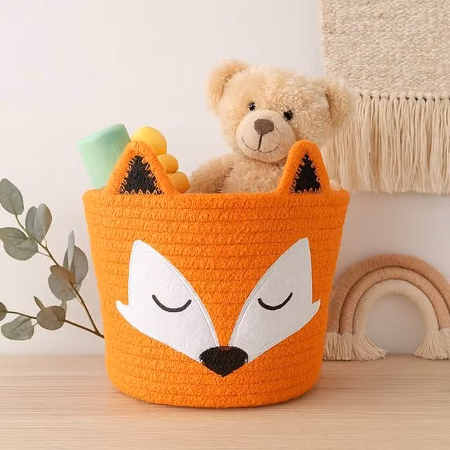 Voltico Kids Cotton Storage Basket and Toy Organiser, Orange, W/D/H: 25 x 25 x 25 cm – 1
