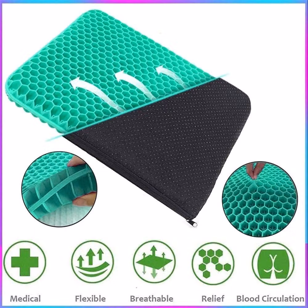 NESTLUNE Breathable Double Thick Gel Seat Cushion Pad, Green, W: 100 cm, D: 190 cm – 2