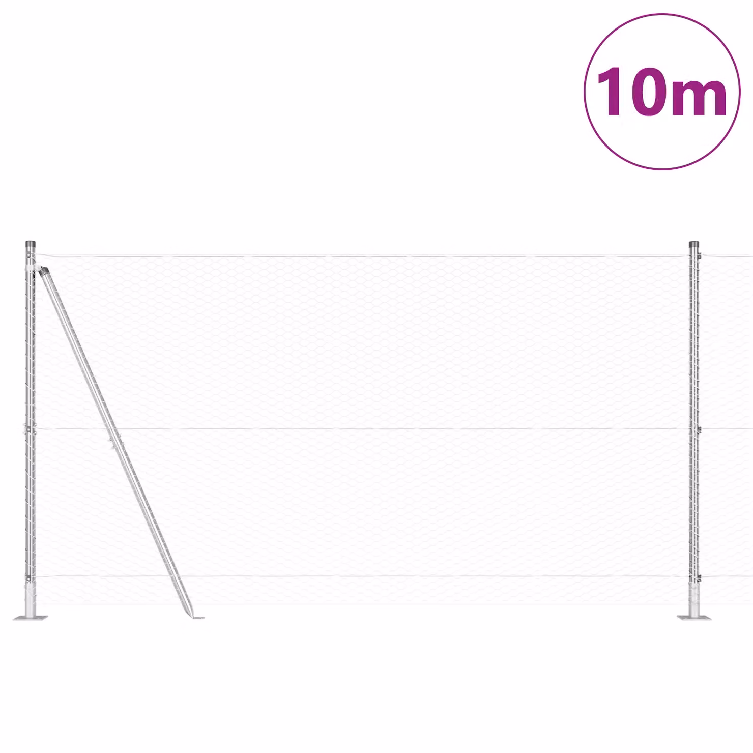 Berkfield Home Hexagon Fence in Silver Galvanised Steel, H: 120 cm x W: 10 m – 2