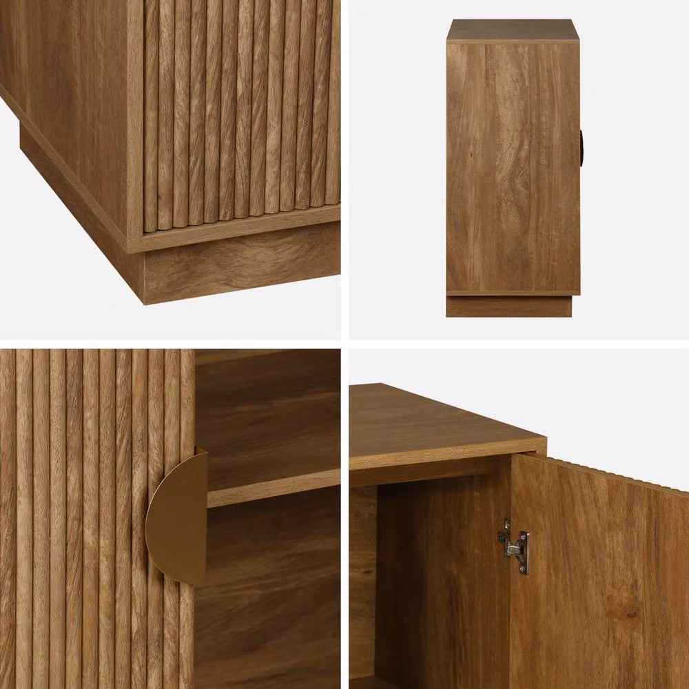 Sweekeeth Exotic 2-Door Sideboard in Brown and Gold, W: 80 cm, H: 85 cm, D: 40 cm – 3