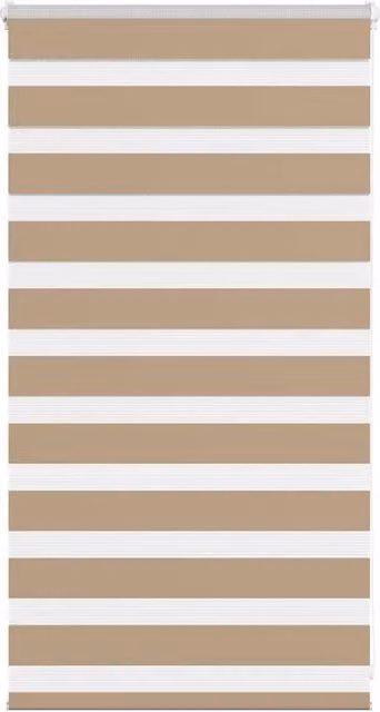 Berkfield Home Zebra Blind in Sand Brown, W: 75 cm, H: 100 cm, Polyester Fabric