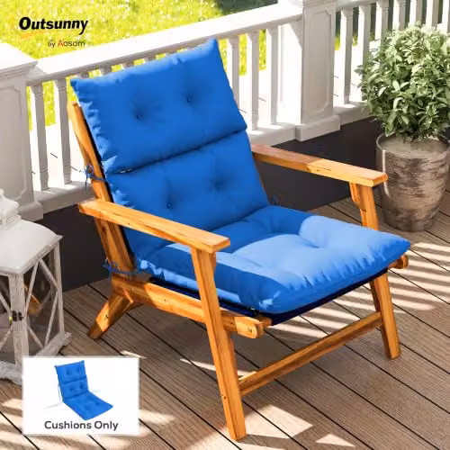 Outsunny Blue Tufted Adirondack Chair Cushion with UV-Resistant Polyester Fabric – 2