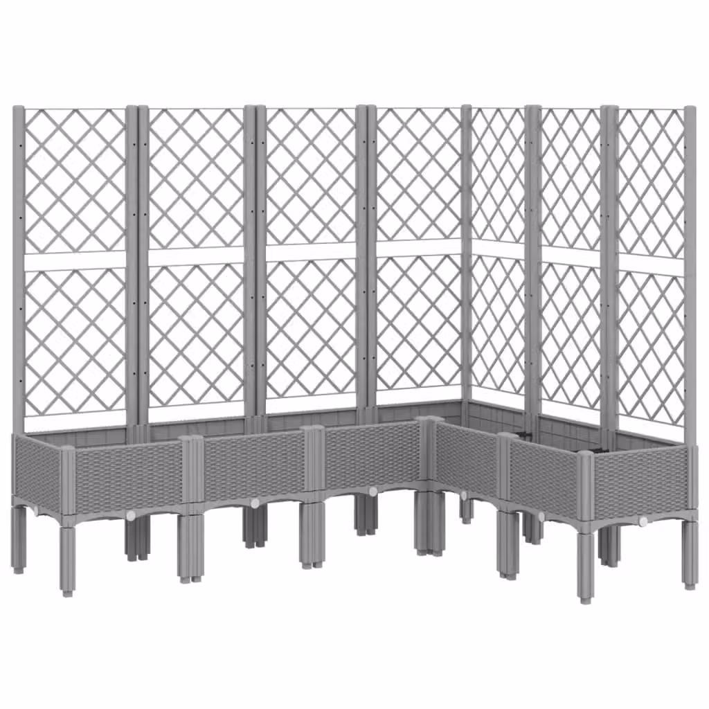 Berkfield Home Garden Planter with Trellis in Light Grey, W/D/H: 160 x 120 x 142 cm – 2