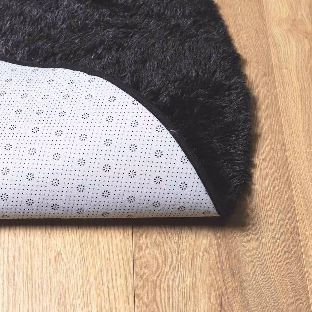 Berkfield Home NAVARRA Black Shaggy High Pile Round Polyester Rug, Diameter: 100 cm – 4