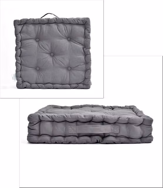 R&G Grey Cotton Square Booster Cushions for Adults