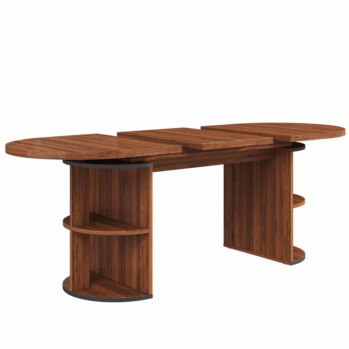 Aosom UK Extendable Walnut Dining Table with Vertically Grooved Legs and Storage Compartment, W: 80 cm, D: 160 cm, H: 76 cm – 2