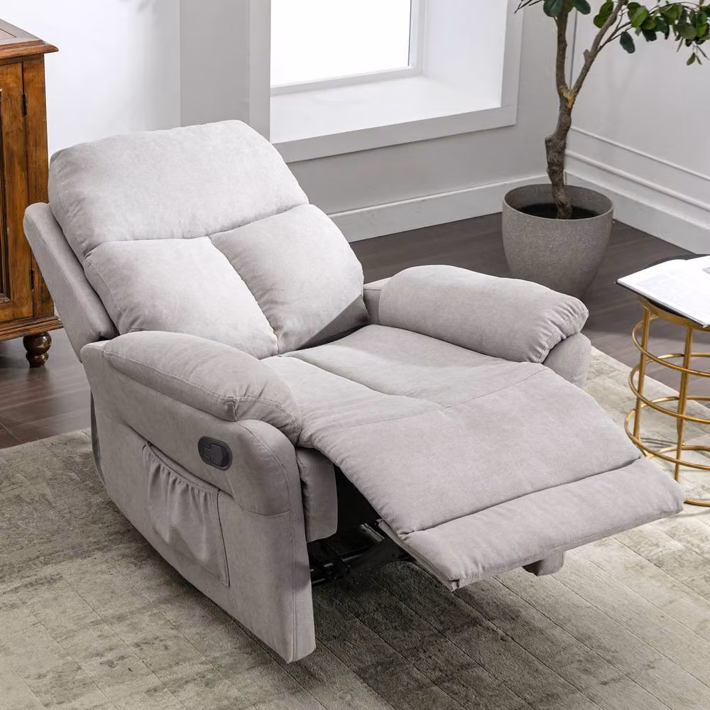 Fascinate Manual Recliner Chair in Grey Microfibre Fabric – 2