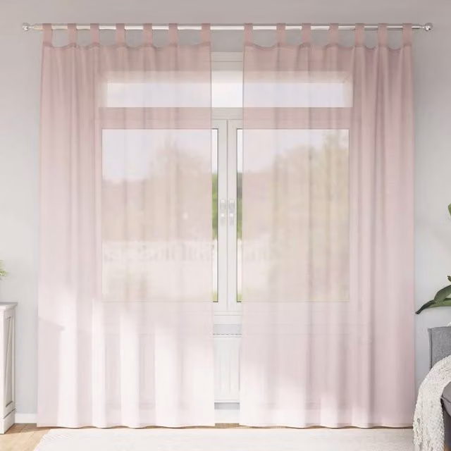 Berkfield Home Pink Voile Curtains with Rod Pockets, 2 Pack, W: 140 cm, H: 245 cm – 1