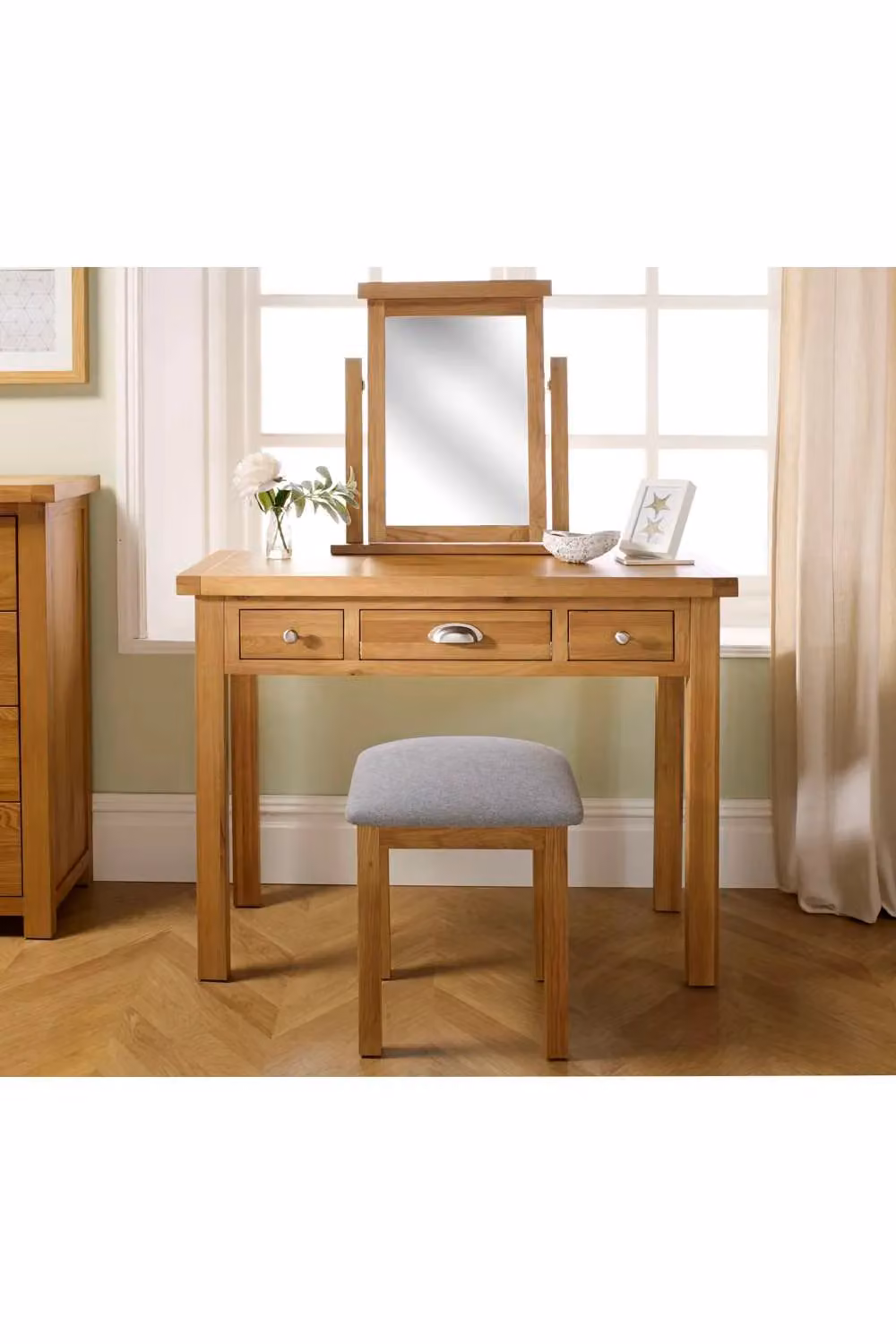 Birlea Woburn Oak Wood Dressing Table in Brown, W/D/H: 110 x 45 x 83 cm – 4