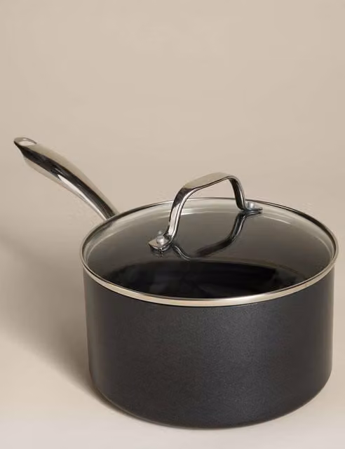 M&S Non-Stick Pro Aluminium Saucepan, Black, 20cm