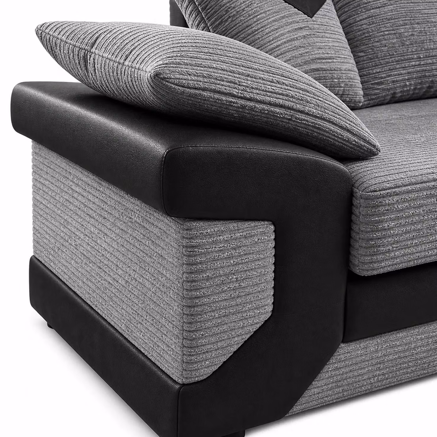 Furnishings For Less UK Dino Large 3 Seater Fabric Sofa in Grey with Scatter Back Cushions – 3