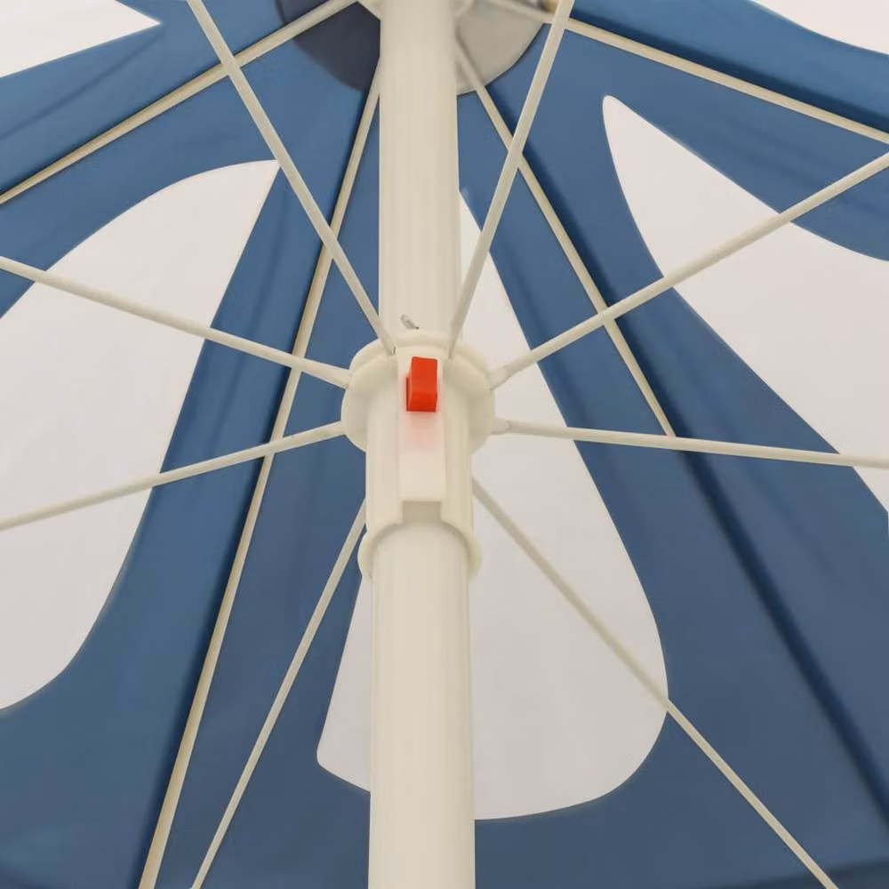 Berkfield Home Blue Floral Polyester Beach Umbrella, Diameter: 240 cm – 2