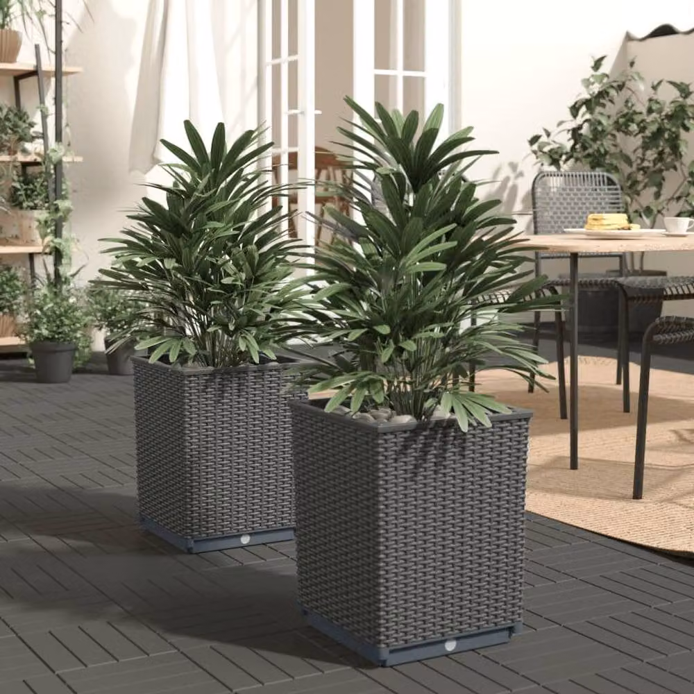 Berkfield Home Set of 2 Black Polypropylene Planter Tubs, W/D/H: 30 x 30 x 37 cm – 2