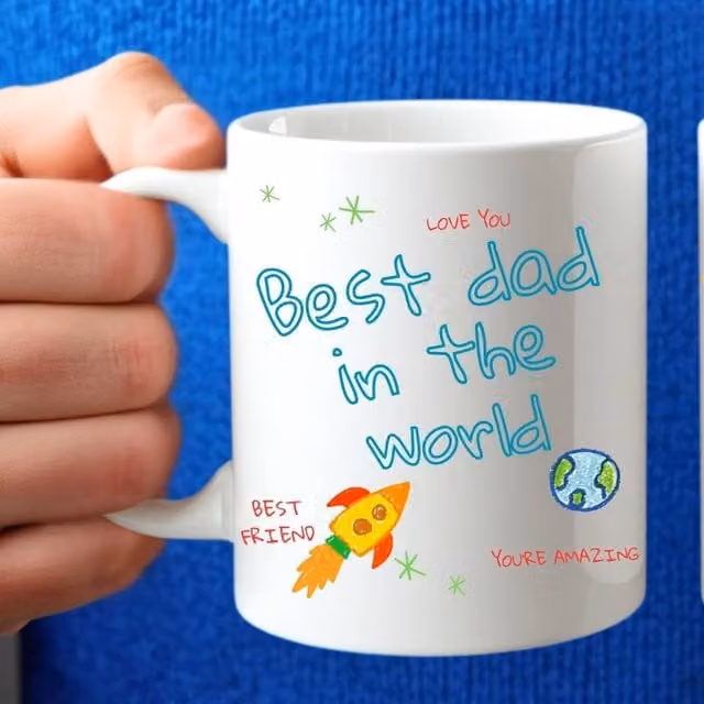Aye Do Gifts Men's Personalised Best Dad in the World Ceramic Mug in White