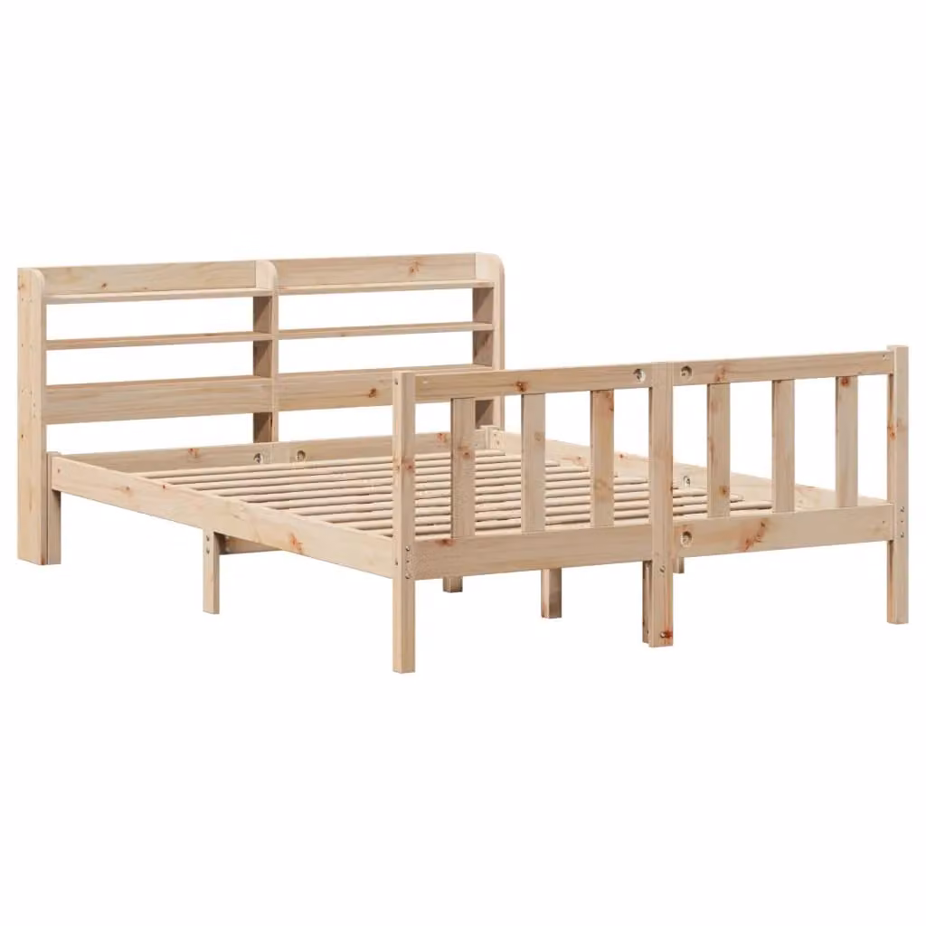 Berkfield Home Rustic Solid Wood Pine Bed Frame in Brown, W/D/H: 135 x 190 cm – 2