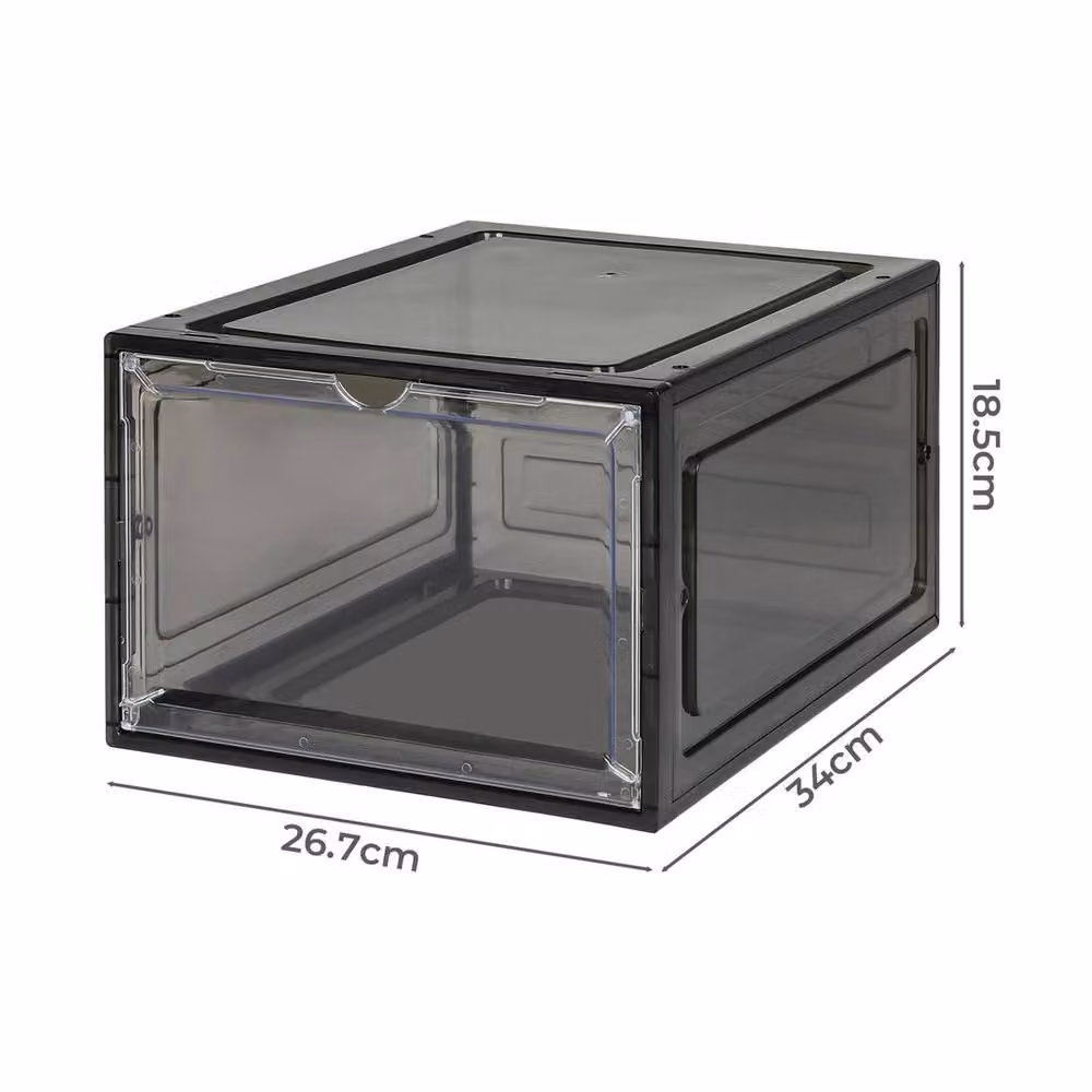 Kelvenix 6 Pack Stackable Transparent Black Shoe Storage Boxes made of Solid Acrylic Plastic – 2