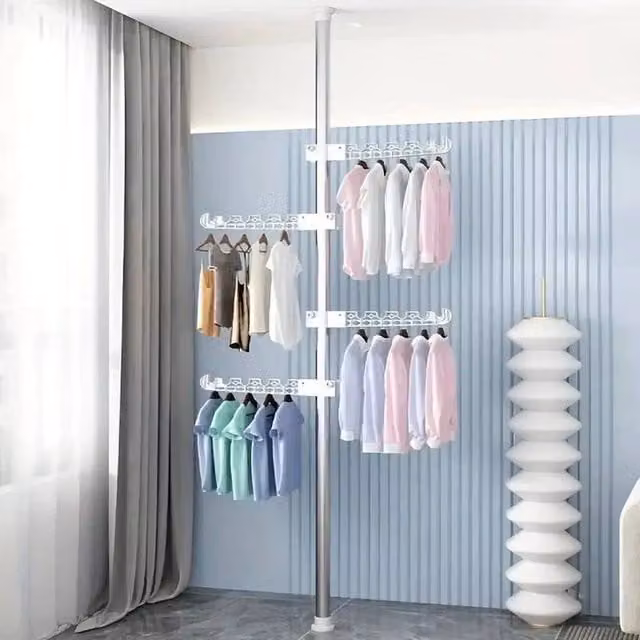 KORVIXA 4 Tier Foldable Clothes Airer Rack in White, W/D/H: 90 x 90 x 110 cm – 1